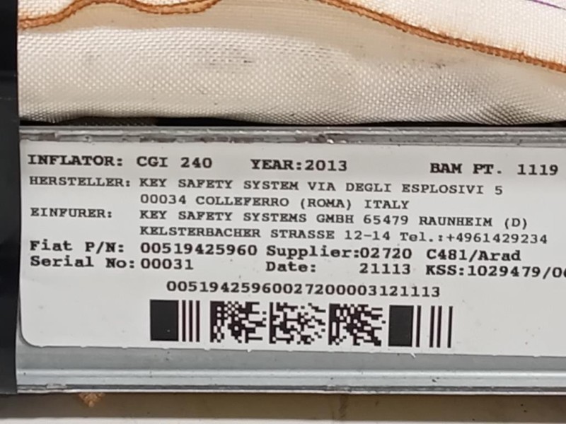 Air-bag A Tendina SX 00519425960 Lancia Ypsilon III 2011