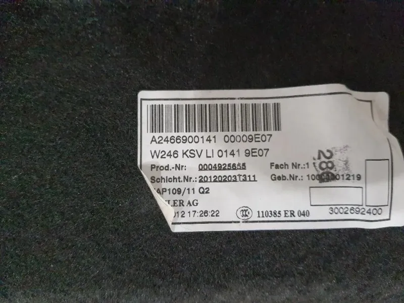 Rivestimento Interno Bagagliaio SX A24669001419E07 Mercedes Classe B W246 2012