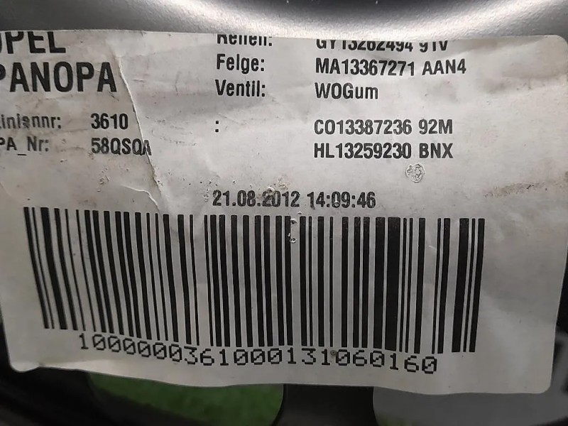 Ruota DI Scorta POST  Opel Astra J SW 2012