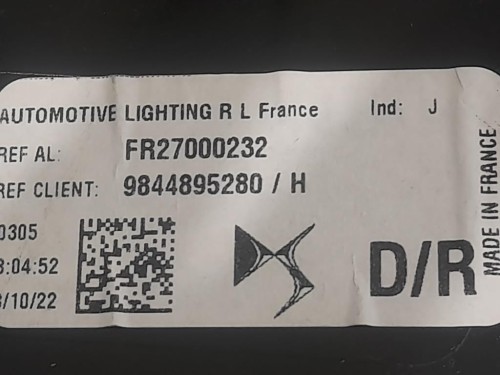 Fanale INT POST DX 9844895280 Citroen DS4 I 2016
