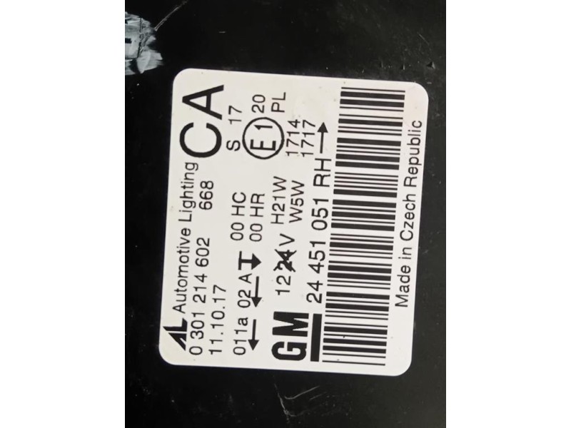 Proiettore ANT DX 24451051 Opel Zafira B 2005