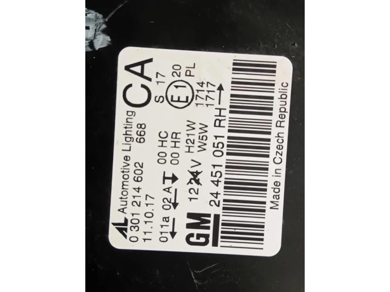 Proiettore ANT DX 24451051 Opel Zafira B 2005