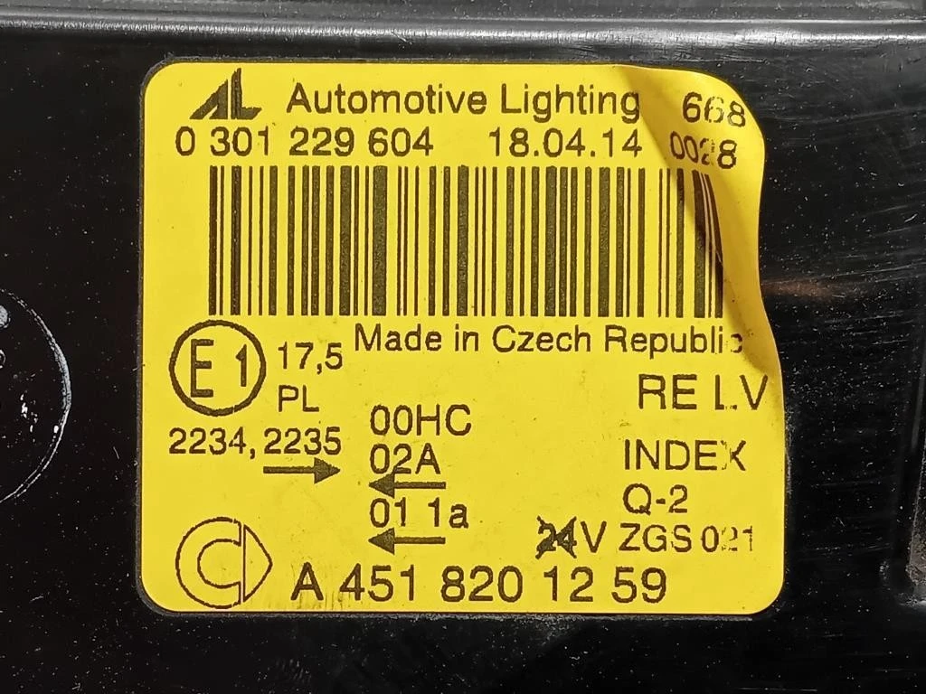 Proiettore ANT DX A4518201259 Smart Fortwo Cabrio 451 2010