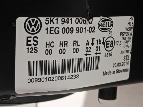 Proiettore ANT DX 5K1941006 Volkswagen GOLF VI 2009