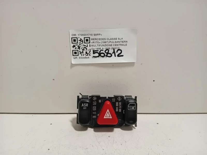 Pulsantiera Multifunzione Centrale 1708201710 Mercedes Classe SLK R170 1997