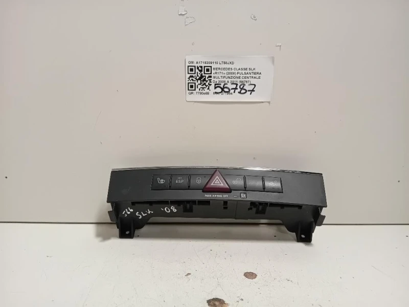 Pulsantiera Multifunzione Centrale A1718209110 Mercedes Classe SLK R171 2008