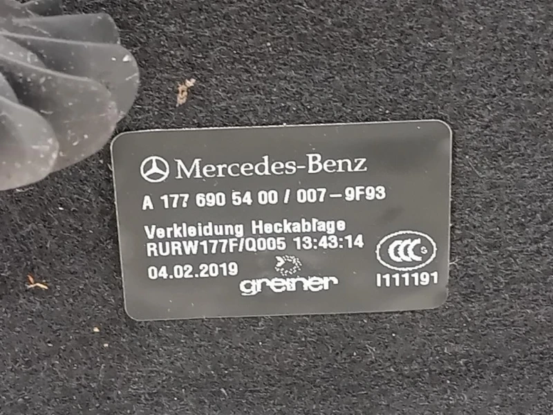 Ripiano Copertura VANO Bagagli A1776905400 Mercedes Classe A W177 2018