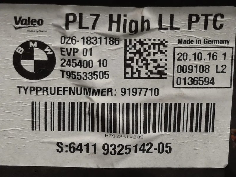 Scatola Riscaldamento 245400 10 Bmw Serie 3 F30 Berlina 2012