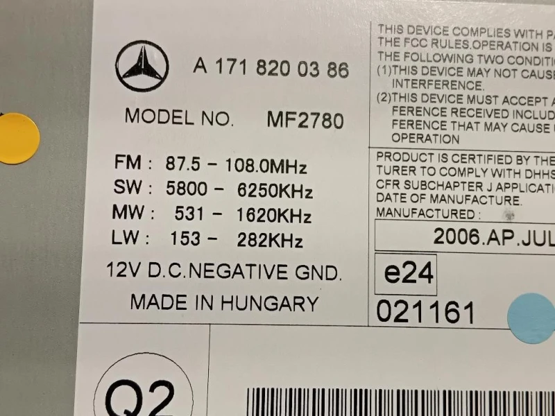 Unità Autoradio A1718200386 Mercedes Classe SLK R171 2004