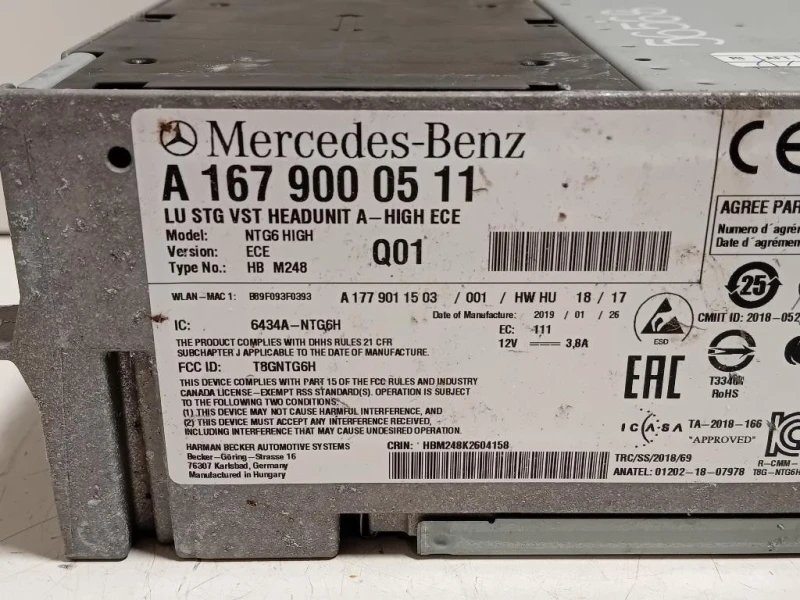Unita DI Comando Multimediale A1679000511 Mercedes Classe A W177 2018