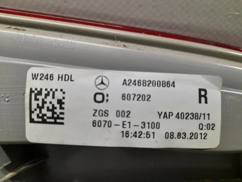 Fanale INT POST DX A2468200864 Mercedes Classe B W246 2012