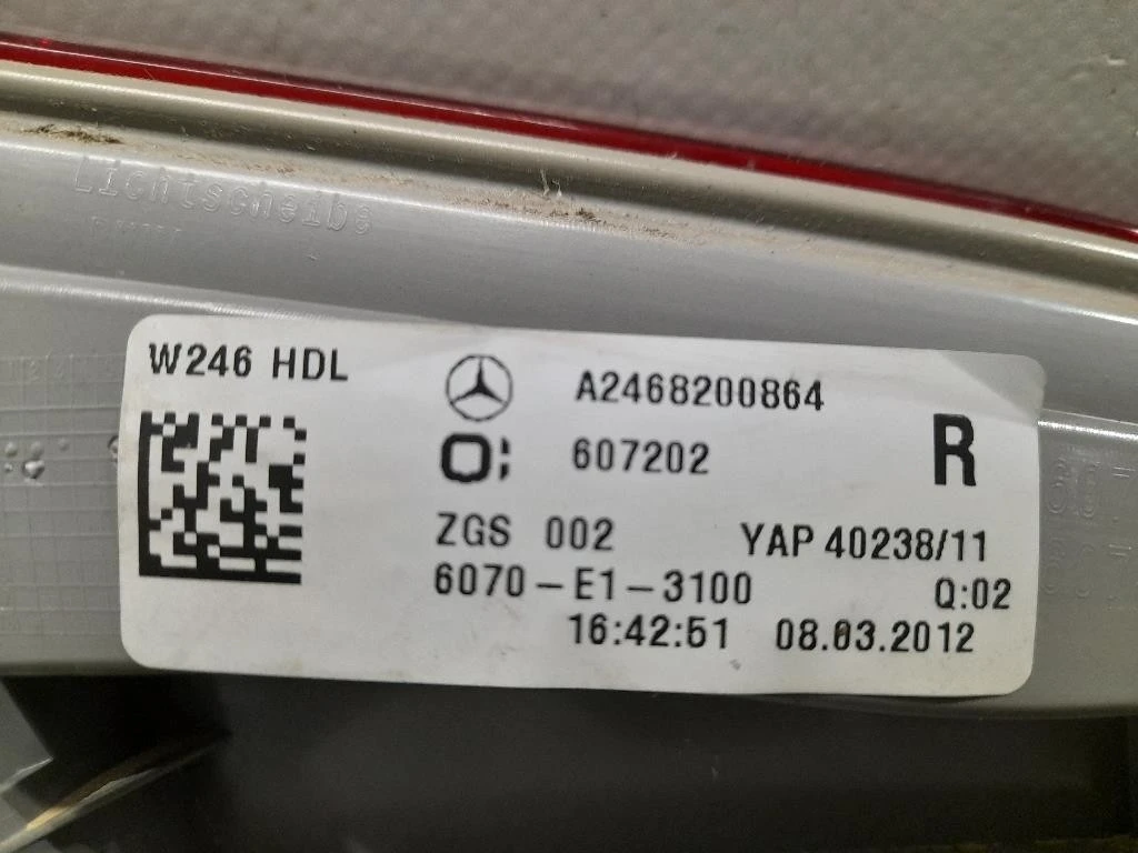 Fanale INT POST DX A2468200864 Mercedes Classe B W246 2012