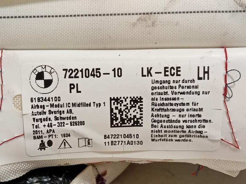 Air-bag A Tendina SX 722104510 Bmw Serie 1 F20 Berlina 2012