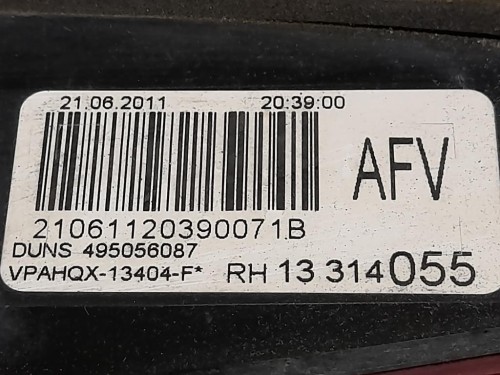 Fanale INT POST DX 13314055 Opel Astra J 2012