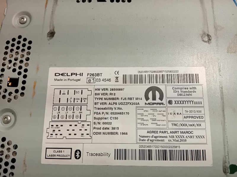 Unità Autoradio 28252891 Fiat Doblò III 2015