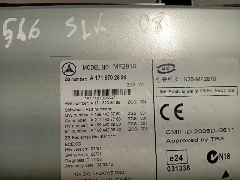Unità Autoradio A1718702694 Mercedes Classe SLK R171 2008