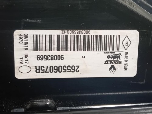 Fanale INT POST DX 265506075R Renault Mégane IV 2016