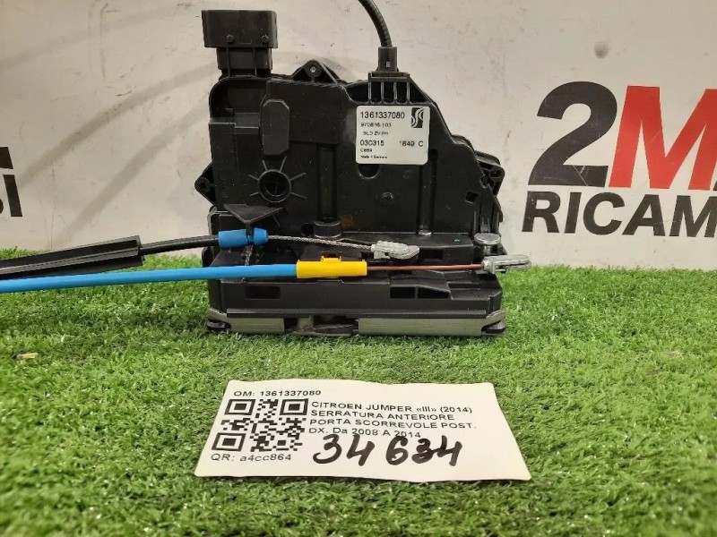 Serratura Anteriore Porta Scorrevole POST DX 1361337080 SCORREVOLE DX Citroen Jumper III 2014