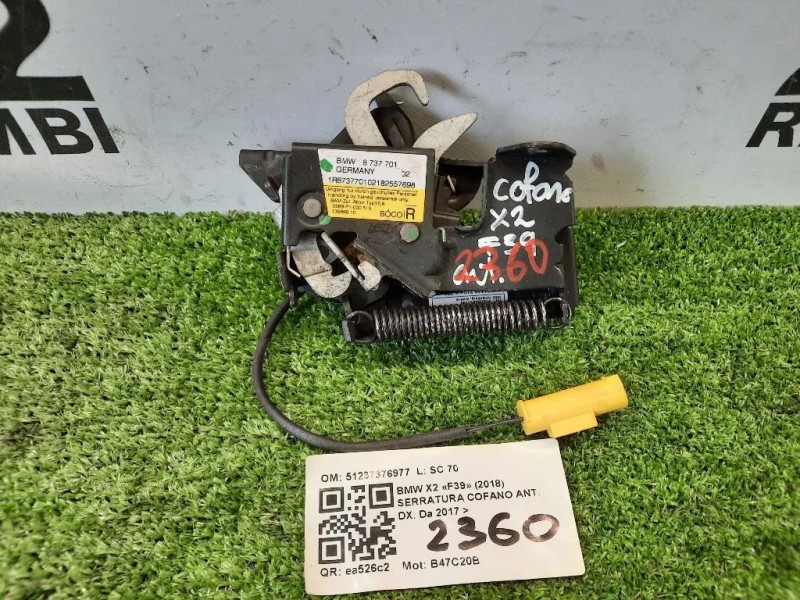 Serratura Cofano ANT DX 51237376977 Bmw X2 F39 2018