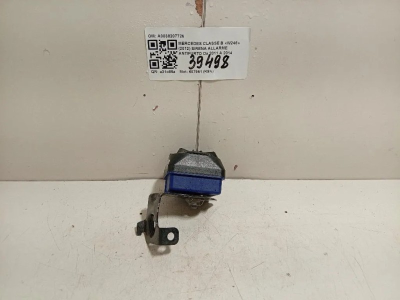 Sirena Allarme Antifurto A0038207726 Mercedes Classe B W246 2012