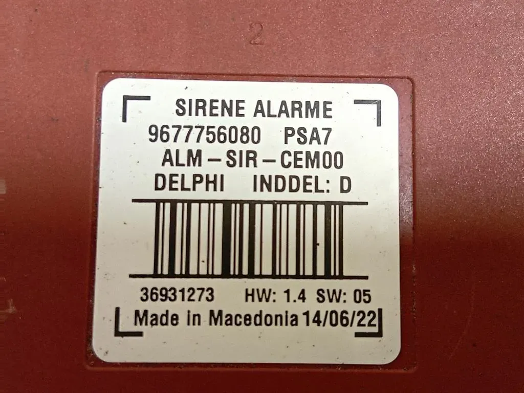 Sirena Allarme Antifurto 9677756080 Opel Mokka B 2020