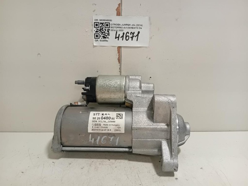 Motorino Avviamento 9826048080 Citroen Jumper III 2014