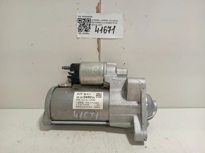 Motorino Avviamento 9826048080 Citroen Jumper III 2014