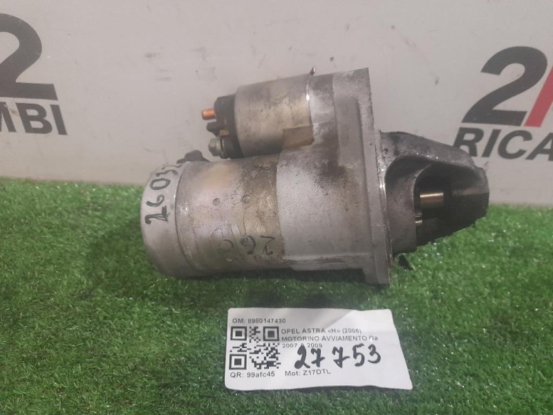 Motorino Avviamento 8980147430 Opel Astra H 2005