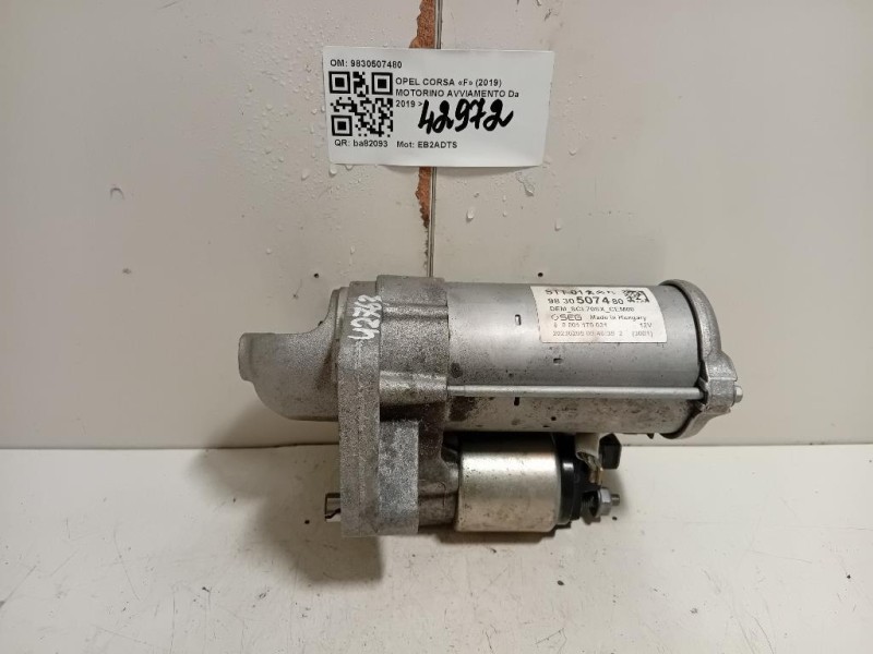 Motorino Avviamento 9830507480 Opel Corsa F 2019