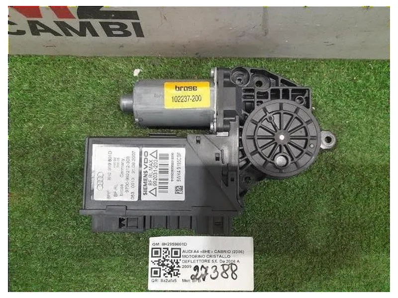 Motorino Cristallo Deflettore DX 8H2959802D Audi A4 8HE Cabrio 2006