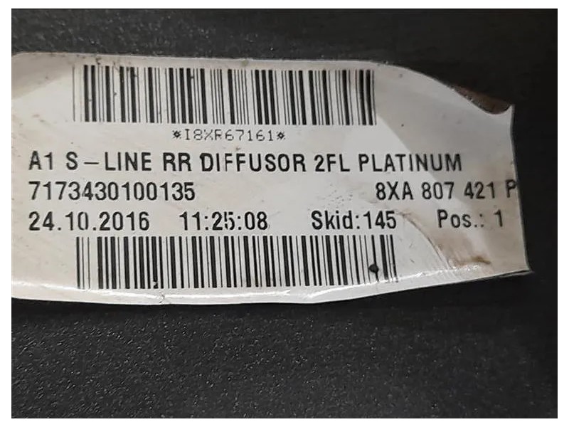 Spoiler Paraurti POST 8XA807421P Audi A1 8XF Sportback 2015