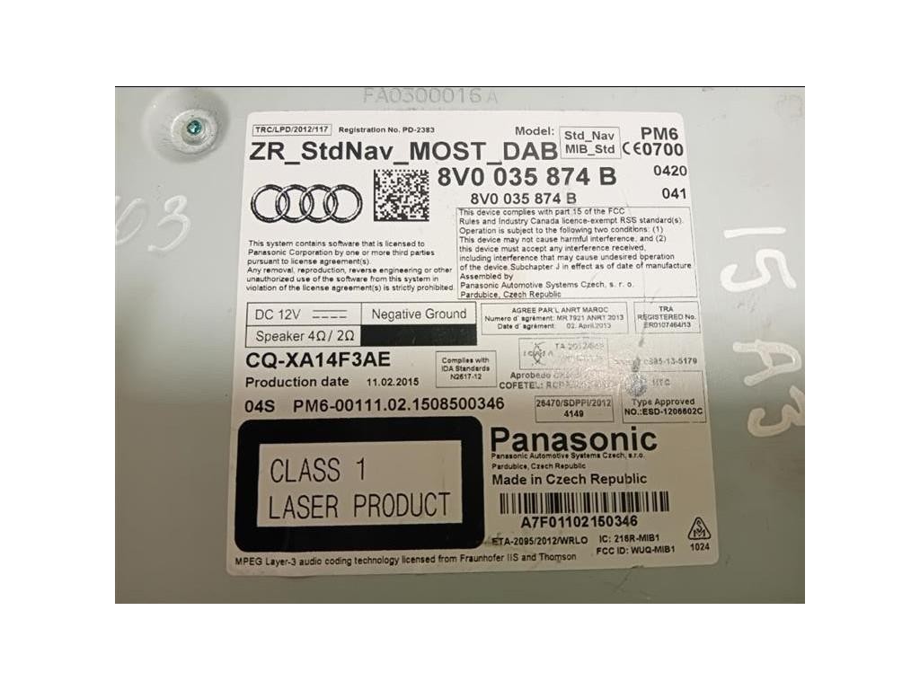 Navigatore Satellitare 8V0035874B Audi A3 8VA Sportback 2012