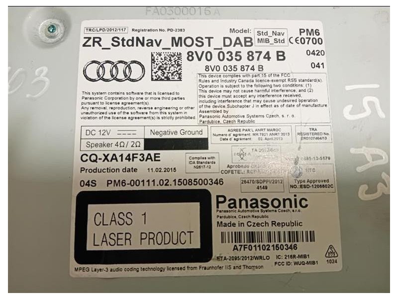 Navigatore Satellitare 8V0035874B Audi A3 8VA Sportback 2012