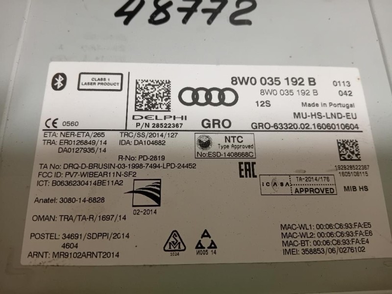 Navigatore Satellitare 8W0035192 Audi A4 8W2 2015