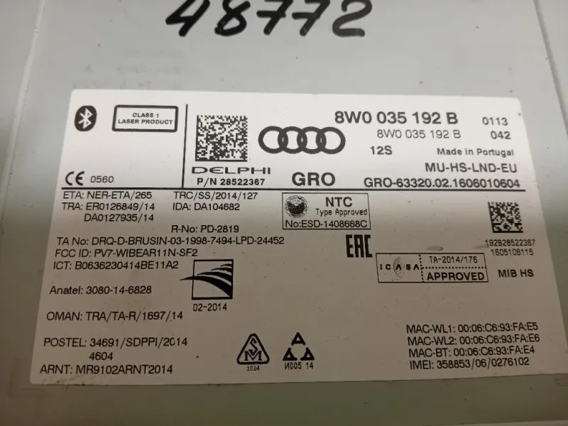 Navigatore Satellitare 8W0035192 Audi A4 8W2 2015