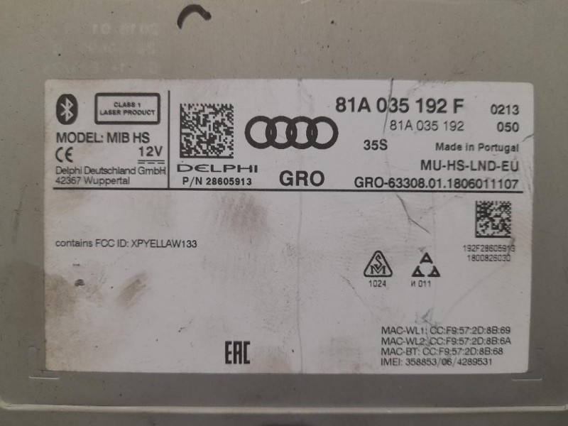 Navigatore Satellitare 81A035192F Audi Q2 GAB 2016