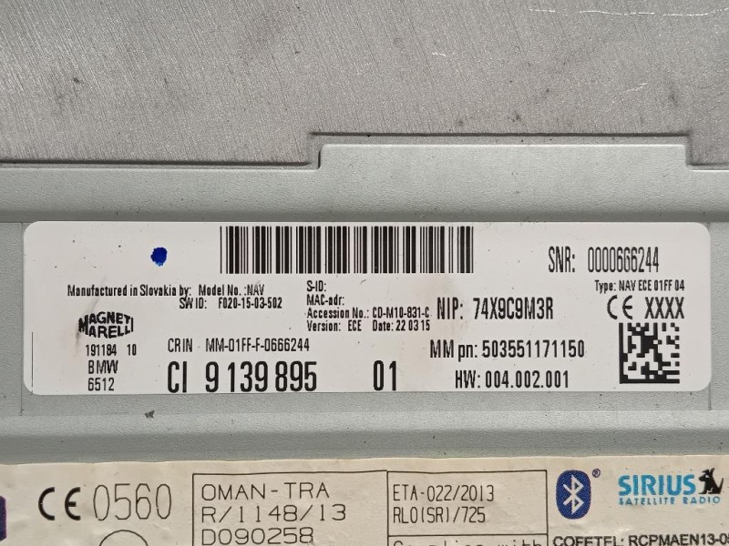 Navigatore Satellitare 9139895 Bmw Serie 1 F20 Berlina 2015