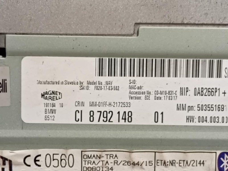 Navigatore Satellitare 8792148 Bmw Serie 1 F20 Berlina 2015