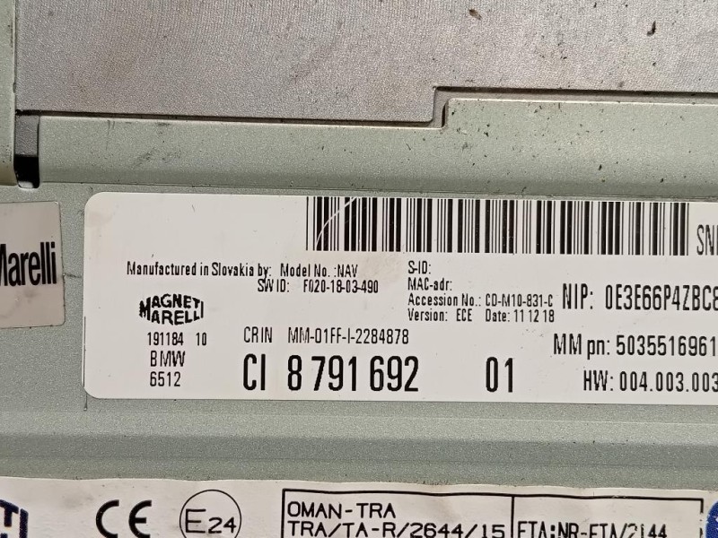 Navigatore Satellitare 8791692 Bmw Serie 5 F10 Berlina 2012