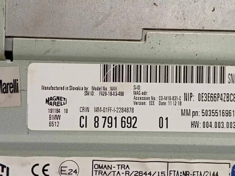 Navigatore Satellitare 8791692 Bmw Serie 5 F10 Berlina 2012