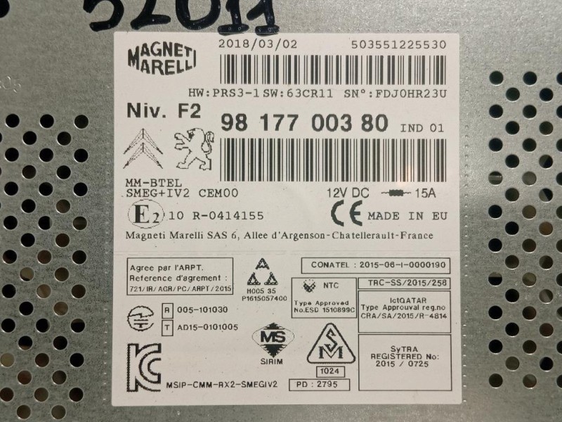 Navigatore Satellitare 9817700380 Citroen DS3 2016