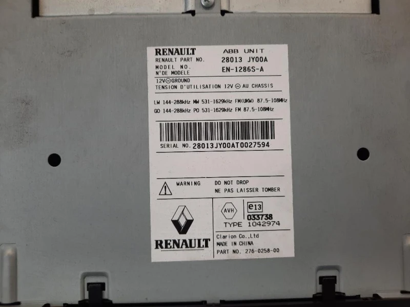 Navigatore Satellitare 28013JY00A MODULO Renault Koleos I 2008