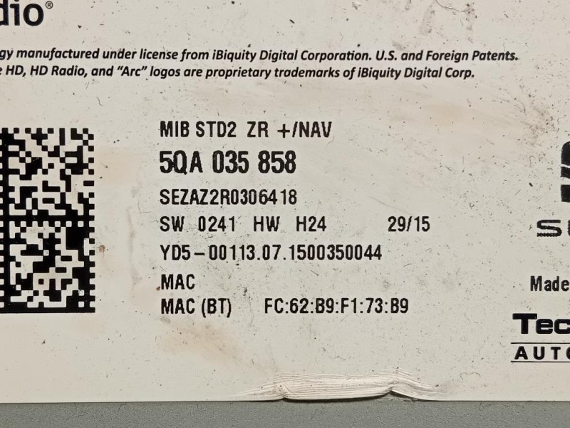 Navigatore Satellitare 5QA035858 Seat LEON 5F1 2013