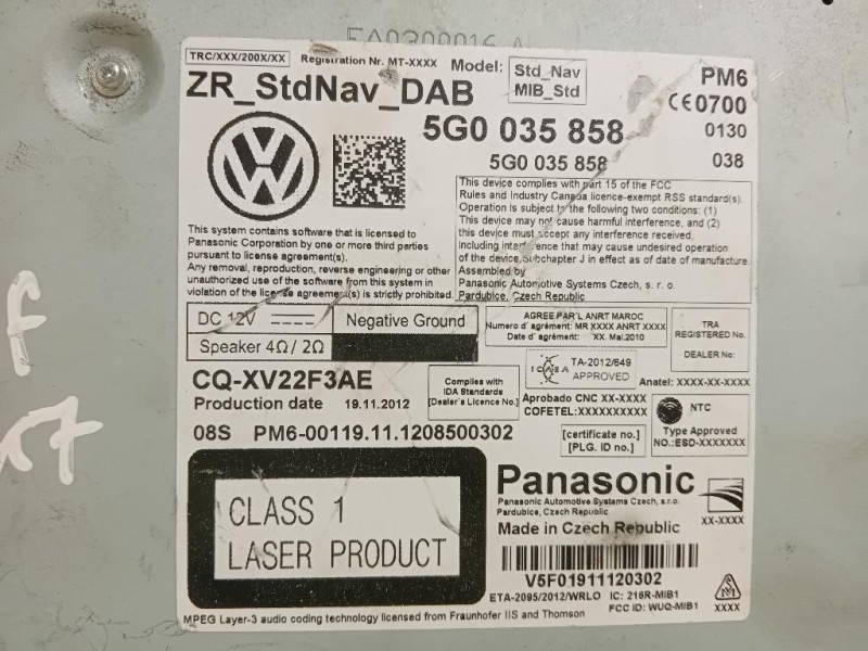 Navigatore Satellitare 5G0 035 858 5G0035858 Volkswagen GOLF VII 2013