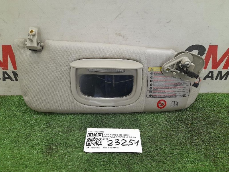 Pannello Parasole DX 156072890 Alfa Romeo 159 2006