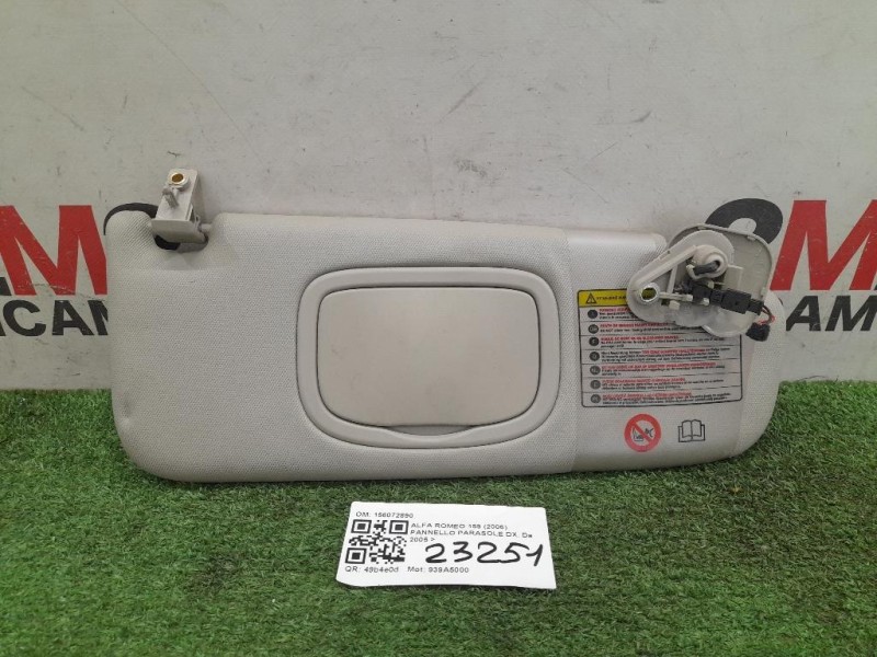 Pannello Parasole DX 156072890 Alfa Romeo 159 2006