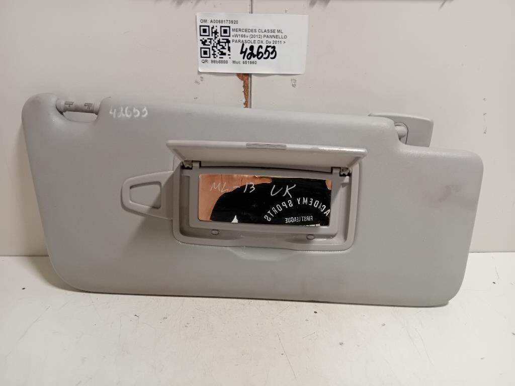 Pannello Parasole DX A0068173920 Mercedes Classe ML W166 2012