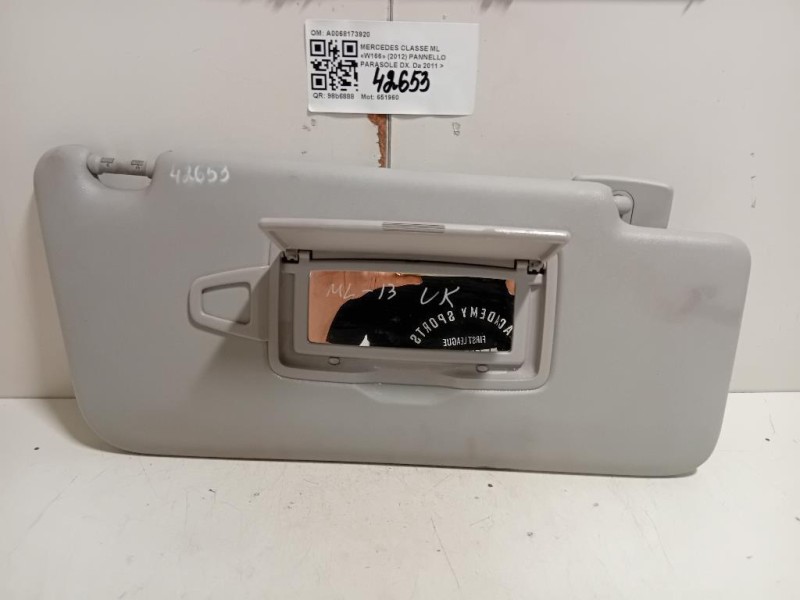 Pannello Parasole DX A0068173920 Mercedes Classe ML W166 2012