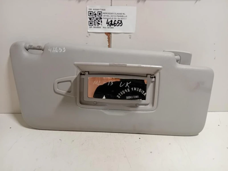 Pannello Parasole DX A0068173920 Mercedes Classe ML W166 2012