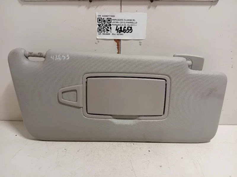 Pannello Parasole DX A0068173920 Mercedes Classe ML W166 2012